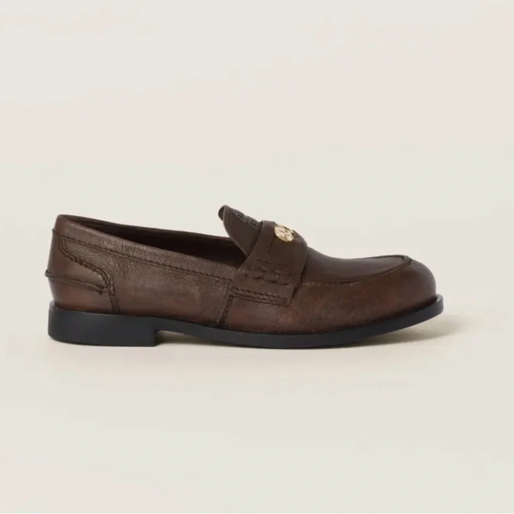 Miu Miu Calfskin penny loafers 38 cocoa brown - Picture 7 of 9
